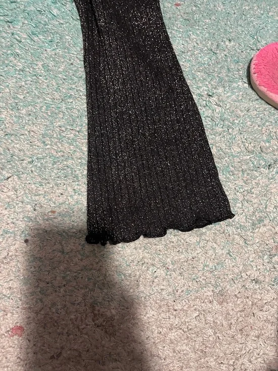 Black Sparkle Wide-Leg Knit Pants - kids matching Set - Picture 3 of 5